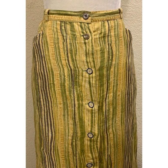 Sport Eight Australia Vintage 70s Yellow/green Striped Maxi Skirt - Picture 2 of 6
